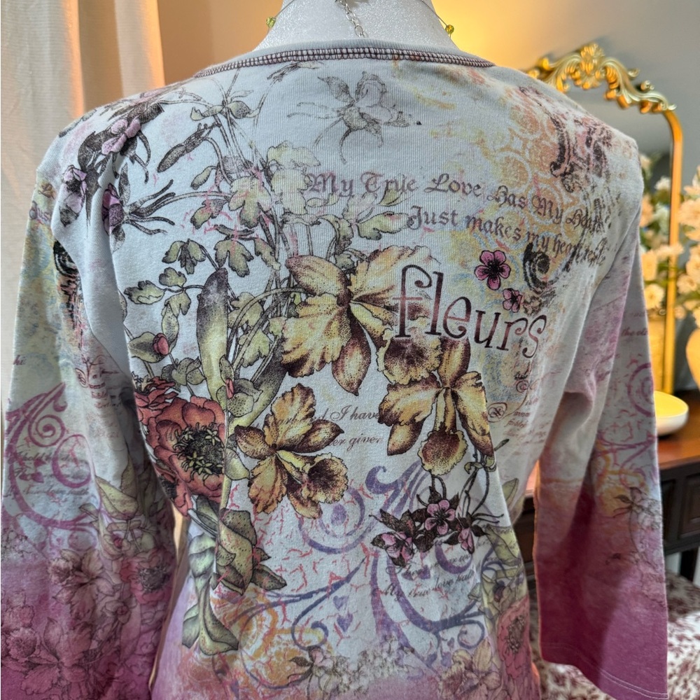 Christopher & Banks Pink Floral Long Sleeve Top - Picture 6 of 7